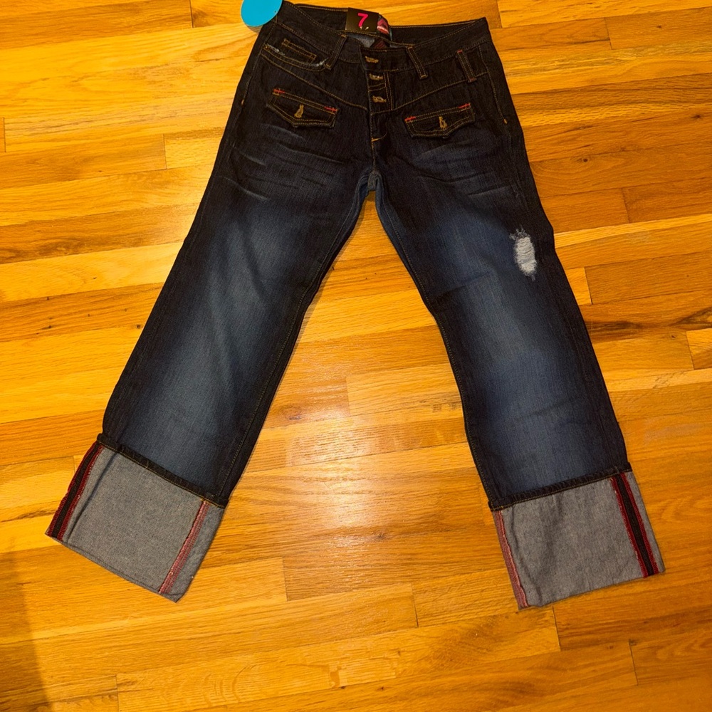 Fiorucci Blue Bootcut Jeans Distressed Denim